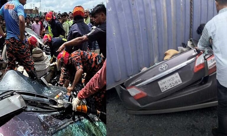 কুমিল্লা বিশ্বরোডে কাভার্ড ভ্যান চাপায় প্রাইভেট কার যাত্রী একই পরিবারের ৪ জন নিহত