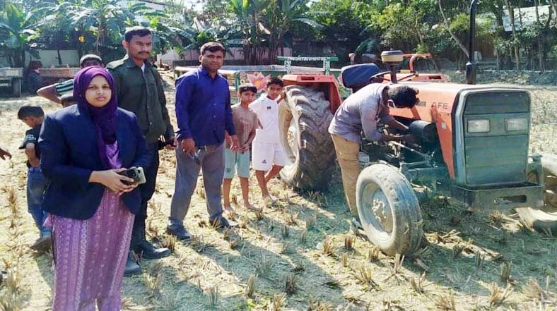 প্রশাসনের অভিযানে ২টি ট্রাক্টর জব্দ  লালমাইয়ে ফসলি জমির মাটি বিক্রি